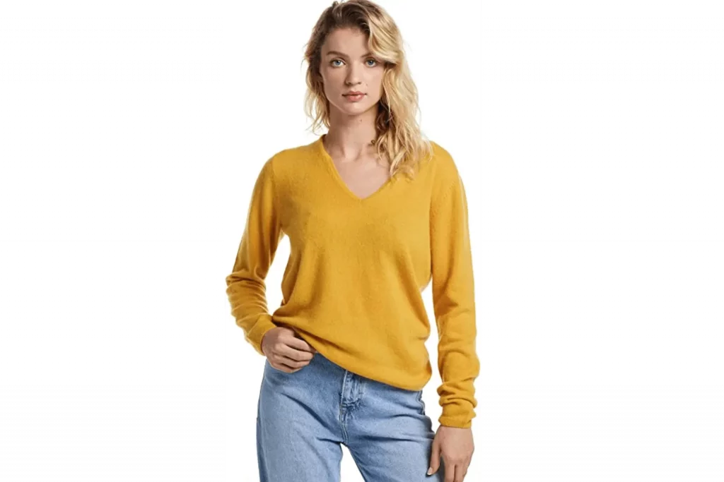 EURKEA Women's V Neck 100% Cashmere Sweater