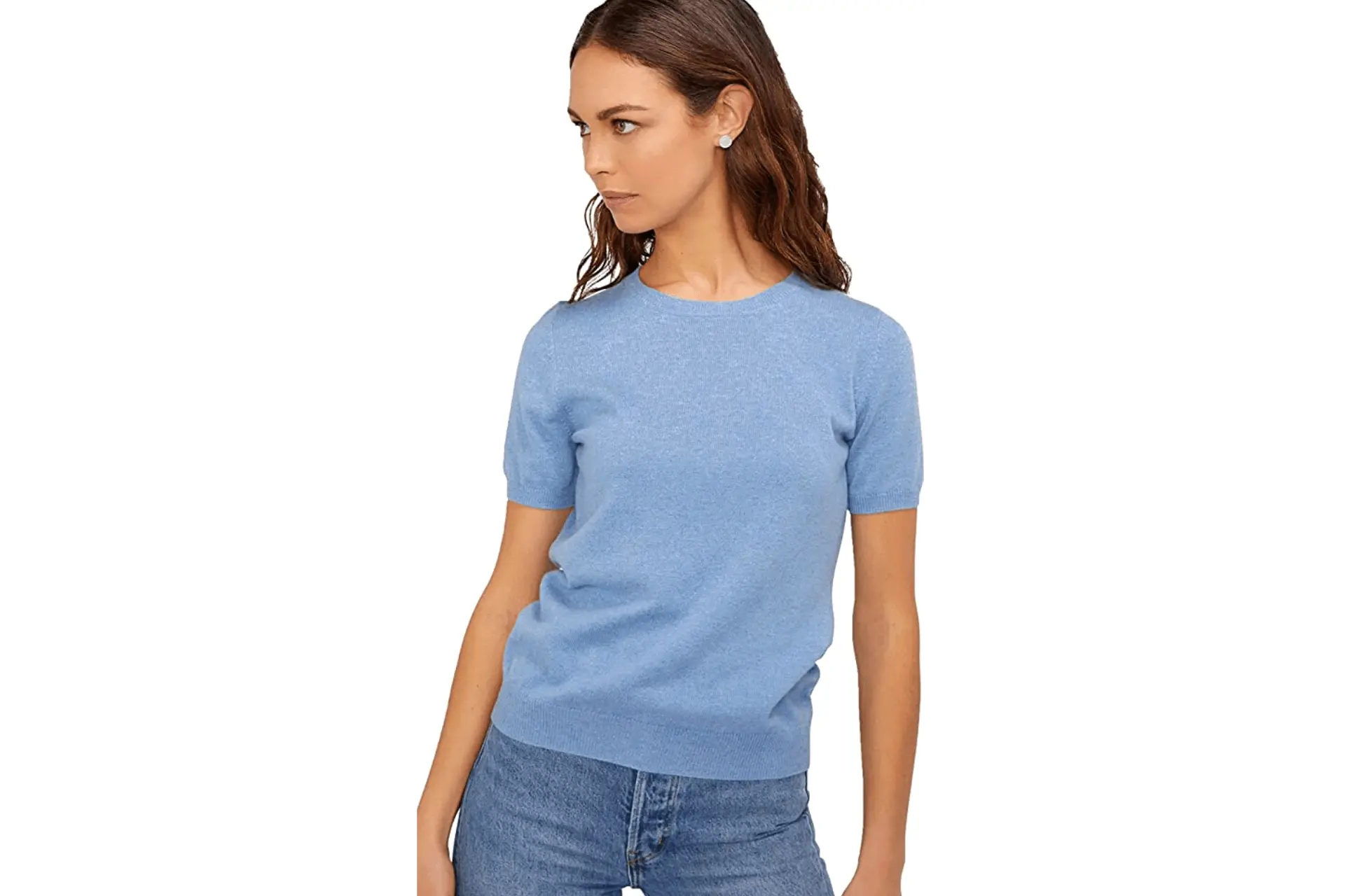 State Cashmere Short Sleeve Crew Top Sweater