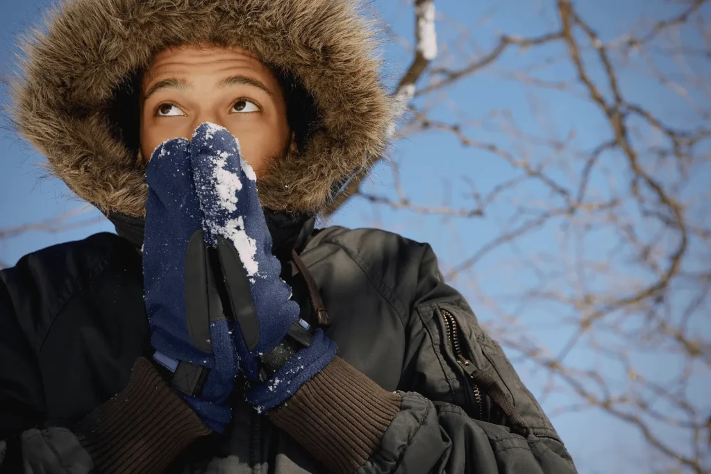 Warm Merino Wool Clothes in Snowfall