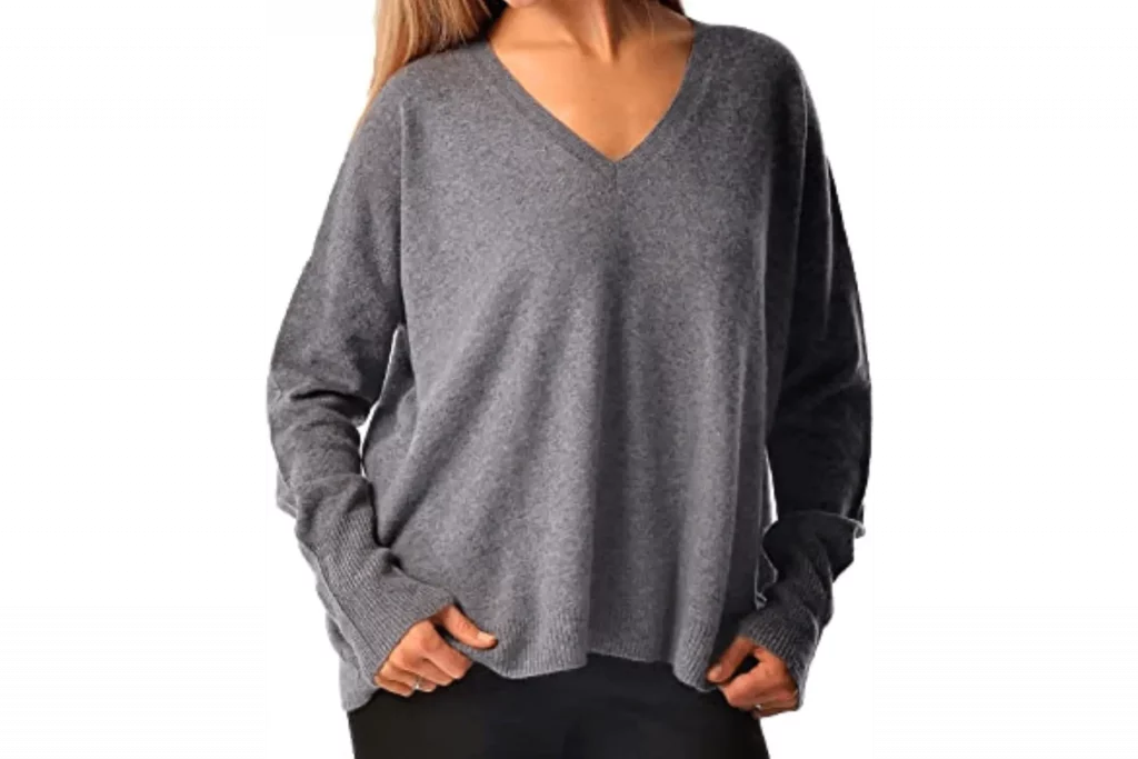 Women's 100% Pure Cashmere V-Neck Boyfriend Sweater