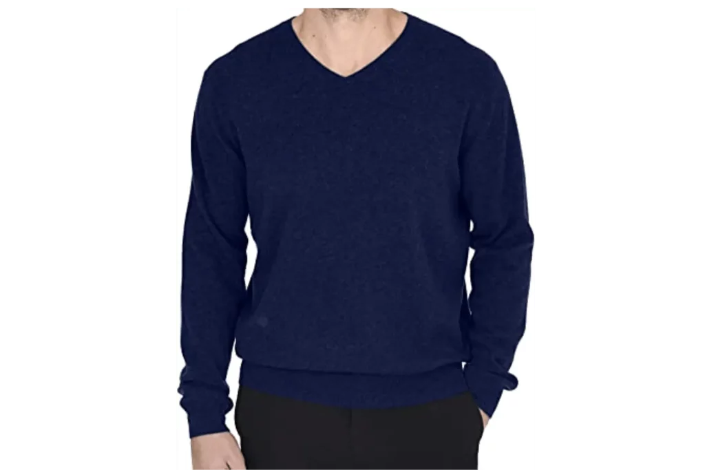 Cashmere Men's Essentials Knit V-Neck Sweater Cashmere Wool Long Sleeve Classic Pullover