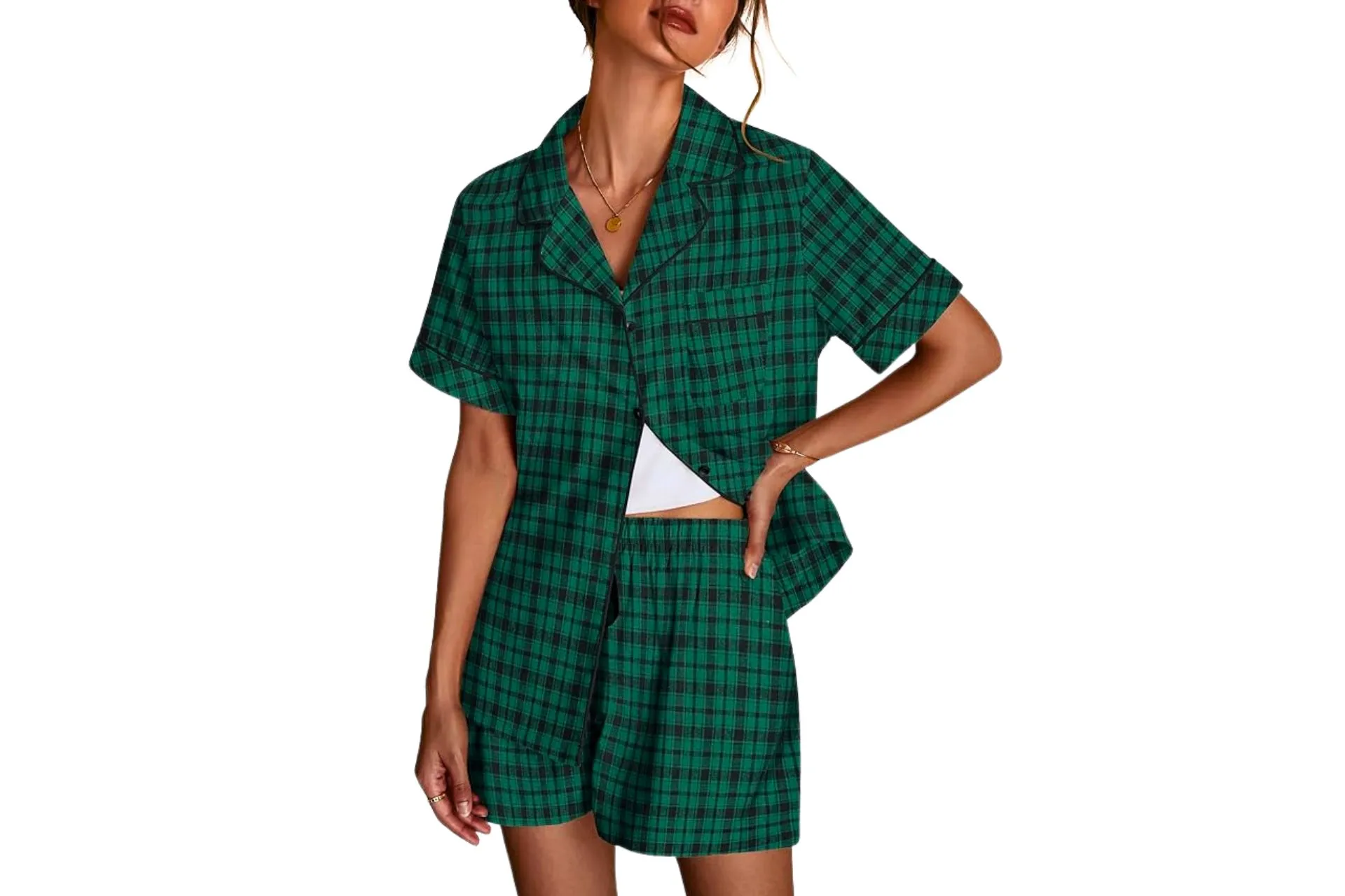 Ekouaer Women's 100 Cotton Pajamas Set Pjs Sets Short Sleeve Sleepwear Button Down Nightwear Soft Lounge Sets