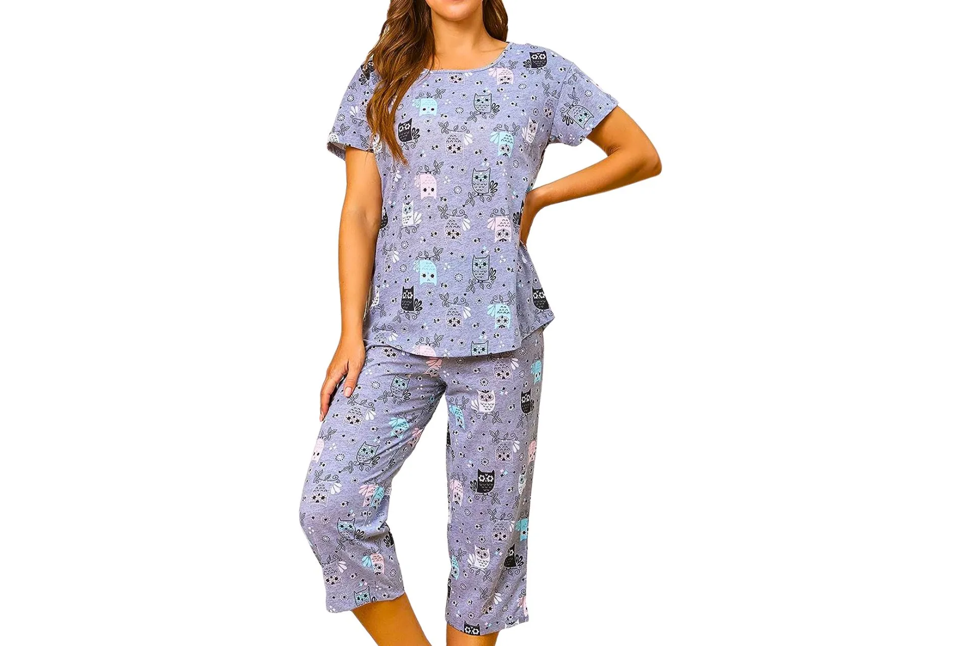 Women's Pajama Set - Sleepwear Tops with Capri Pants Casual and Fun Prints Pajama Sets